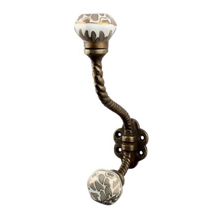 Grey Hexagon Small Ceramic Iron Hook 